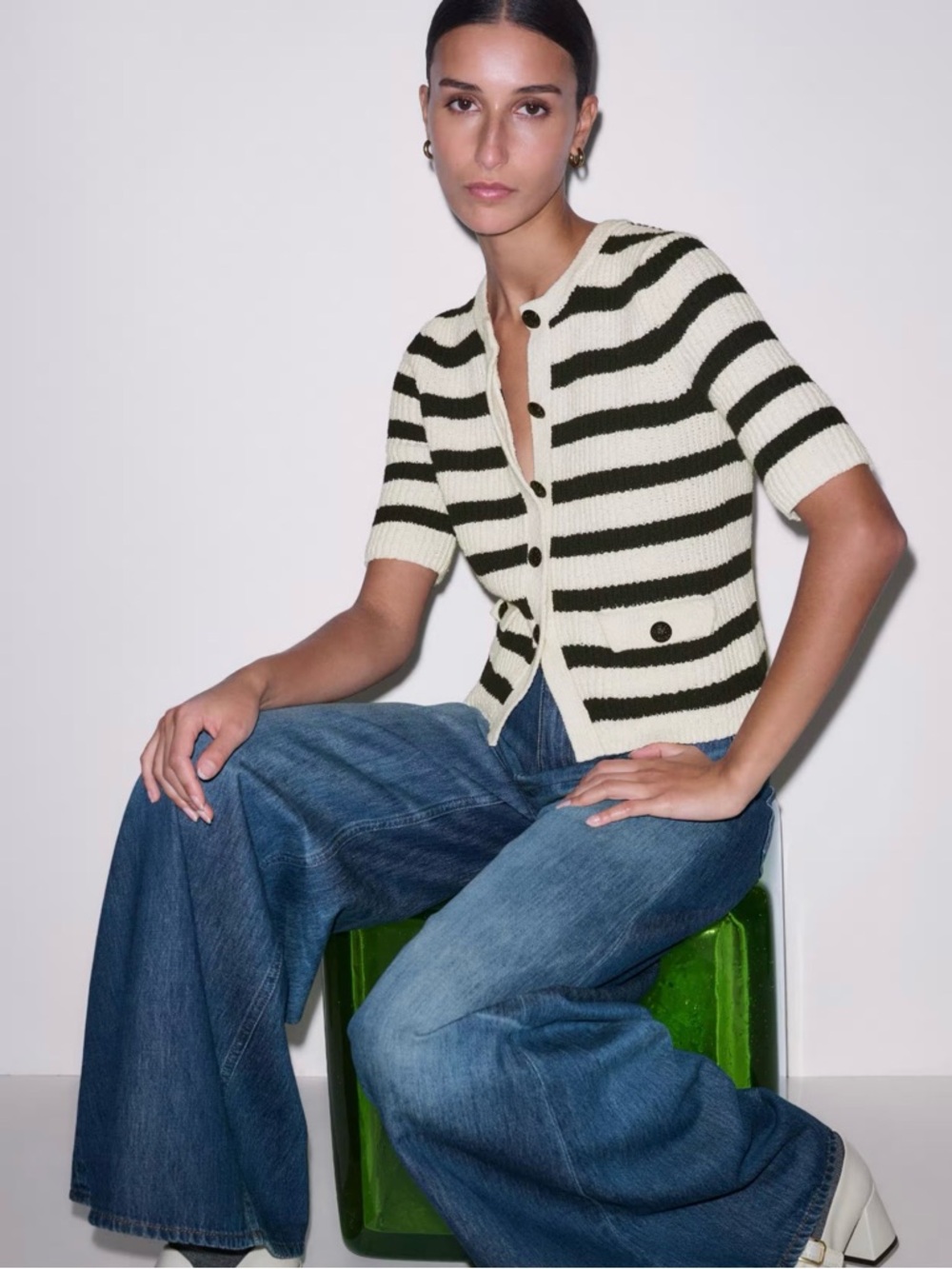 Short sleeve cardigan.